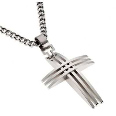 Zeeme Stainless Steel Halskette Edelstahl mit Kreuz-Anhänger 45cm lang Grau Einheitsgröße Zeeme Stainless Steel Halskette Edelstahl mit Kreuz-Anhänger 45cm lang Grau Einheitsgröße