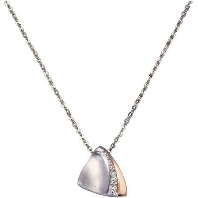 Zeeme Silber Halskette Silber 925 zweifarbig mit Zirkonia weiß Silber Einheitsgröße Zeeme Silber Halskette Silber 925 zweifarbig mit Zirkonia weiß Silber Einheitsgröße