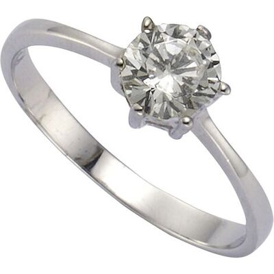 Zeeme Silber Ring Silber 925 rhodiniert mit weißem Zirkonia-Stein Silber Q Zeeme Silber Ring Silber 925 rhodiniert mit weißem Zirkonia-Stein Silber Q