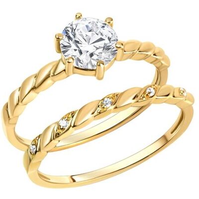 Zeeme Silber Ring Silber 925 vergoldet mit Zirkonia weiß Gold Q Zeeme Silber Ring Silber 925 vergoldet mit Zirkonia weiß Gold Q