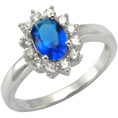 Zeeme Silber Ring Silber 925 rhodiniert mit Zirkonia blau und weiß Silber L 1/2 Zeeme Silber Ring Silber 925 rhodiniert mit Zirkonia blau und weiß Silber L 1/2