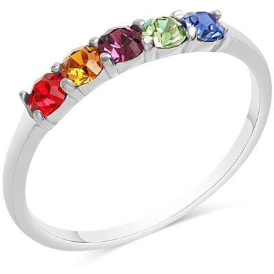 Zeeme Silber Ring Silber 925 rhodiniert mit bunten Kristallen Silber D 1/2 Zeeme Silber Ring Silber 925 rhodiniert mit bunten Kristallen Silber D 1/2
