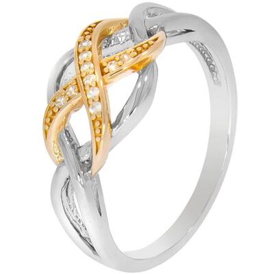 Zeeme Silber Ring Silber 925 zweifarbig mit Unendlichkeits-Motiv Silber Q Zeeme Silber Ring Silber 925 zweifarbig mit Unendlichkeits-Motiv Silber Q