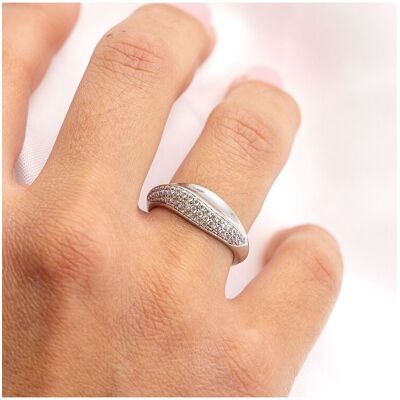 Zeeme Silber Ring Silber 925 rhodiniert mit Zirkonia weiß Silber O 1/2 Zeeme Silber Ring Silber 925 rhodiniert mit Zirkonia weiß Silber O 1/2