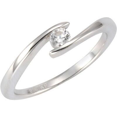 Zeeme Silber Ring Silber 925 rhodiniert mit weißem Zirkonia-Stein Silber O 1/2 Zeeme Silber Ring Silber 925 rhodiniert mit weißem Zirkonia-Stein Silber O 1/2