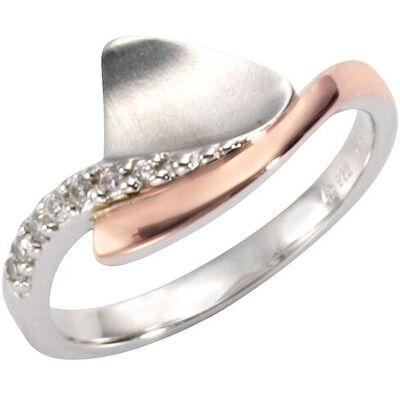 Zeeme Silber Ring Silber 925 zweifarbig mit Zirkonia weiß Silber O 1/2 Zeeme Silber Ring Silber 925 zweifarbig mit Zirkonia weiß Silber O 1/2