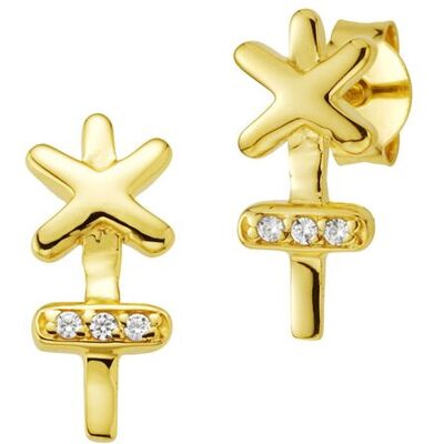 cai Ohrstecker 925/- Silber vergoldet Zirkonia Kreuz Gold Einheitsgröße cai Ohrstecker 925/- Silber vergoldet Zirkonia Kreuz Gold Einheitsgröße