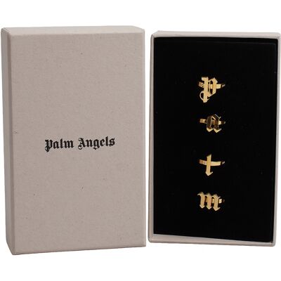 Palm Angels Set von 4 Ringen mit Logo-Buchstaben PMOC015E23MAT0017676 Gold Einheitsgröße Palm Angels Set von 4 Ringen mit Logo-Buchstaben PMOC015E23MAT0017676 Gold Einheitsgröße