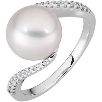 Orolino Ring Gold 585 mit 20x Brillant zus. 0,15ct. und weißer Perle Silber Q Orolino Ring Gold 585 mit 20x Brillant zus. 0,15ct. und weißer Perle Silber Q