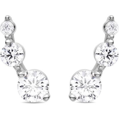 Luxenter Sterling Silber 925 Ohrringe mit rhodinierten Zirkonia Rhodium plattiert - Lyar Silber Einheitsgröße Luxenter Sterling Silber 925 Ohrringe mit rhodinierten Zirkonia Rhodium plattiert - Lyar Silber Einheitsgröße