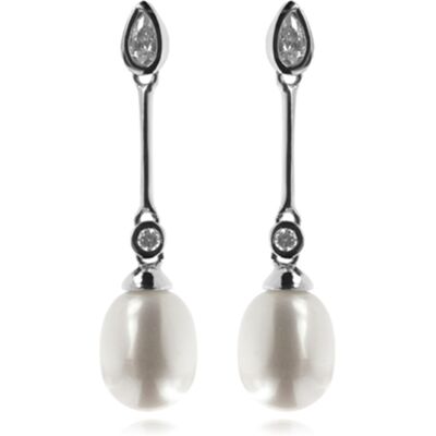 Luxenter 925 Sterling Silber Ohrringe mit rhodinierter weißer Perle - Racoon Silber Einheitsgröße Luxenter 925 Sterling Silber Ohrringe mit rhodinierter weißer Perle - Racoon Silber Einheitsgröße
