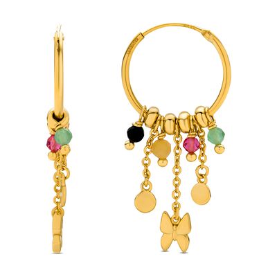 Luxenter Sterling Silber 925 Ohrringe mit Multicolour Kristall in 18K Gelbgold - Schmetterling Mehrfarben Einheitsgröße Luxenter Sterling Silber 925 Ohrringe mit Multicolour Kristall in 18K Gelbgold - Schmetterling Mehrfarben Einheitsgröße
