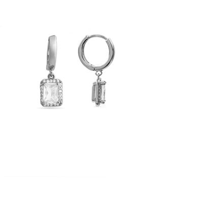 Luxenter Rhodium plattierte Brillant Zirkonia Ohrringe - Silya Silber Einheitsgröße Luxenter Rhodium plattierte Brillant Zirkonia Ohrringe - Silya Silber Einheitsgröße