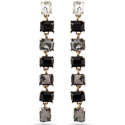 Luxenter Ohrringe mit schwarzem Kristall 18k goldfarben - Moray Schwarz Einheitsgröße Luxenter Ohrringe mit schwarzem Kristall 18k goldfarben - Moray Schwarz Einheitsgröße