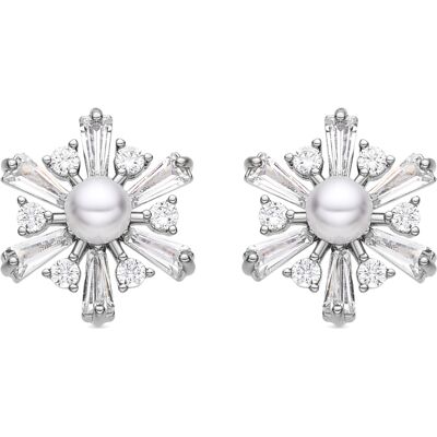 Luxenter Ohrringe mit weißer Perle in Silberoptik - Leth Silber Einheitsgröße Luxenter Ohrringe mit weißer Perle in Silberoptik - Leth Silber Einheitsgröße