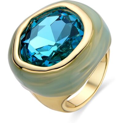 Luxenter Ring in grünem Kristall aus 18 Karat Gelbgold - Mantis Grün Ö Luxenter Ring in grünem Kristall aus 18 Karat Gelbgold - Mantis Grün Ö