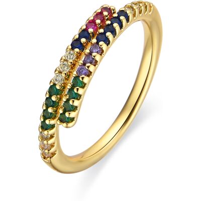 Luxenter Ring mit Multicolour Zirkonia 18k Gold Finish - Tazel Mehrfarben Einheitsgröße Luxenter Ring mit Multicolour Zirkonia 18k Gold Finish - Tazel Mehrfarben Einheitsgröße