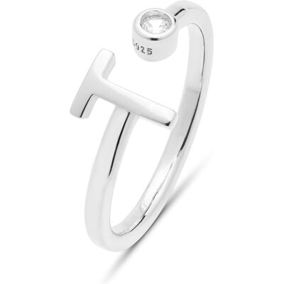 Luxenter 925 Sterling Silber Ring mit rhodiniertem Brillant Zirkonia - Alphabet Silber Einheitsgröße Luxenter 925 Sterling Silber Ring mit rhodiniertem Brillant Zirkonia - Alphabet Silber Einheitsgröße
