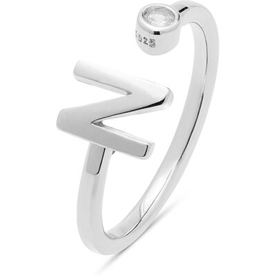 Luxenter 925 Sterling Silber Ring mit rhodiniertem Brillant Zirkonia - Alphabet Silber Einheitsgröße Luxenter 925 Sterling Silber Ring mit rhodiniertem Brillant Zirkonia - Alphabet Silber Einheitsgröße