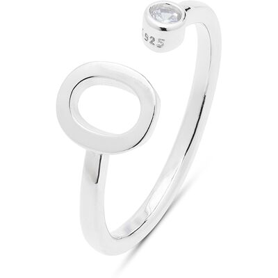 Luxenter 925 Sterling Silber Ring mit rhodiniertem Brillant Zirkonia - Alphabet Silber Einheitsgröße Luxenter 925 Sterling Silber Ring mit rhodiniertem Brillant Zirkonia - Alphabet Silber Einheitsgröße