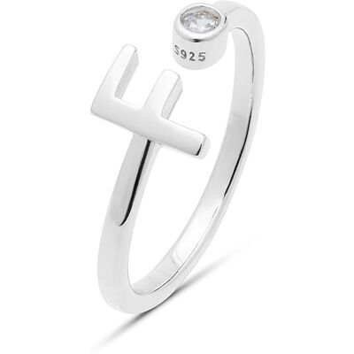 Luxenter 925 Sterling Silber Ring mit rhodiniertem Brillant Zirkonia - Alphabet Silber Einheitsgröße Luxenter 925 Sterling Silber Ring mit rhodiniertem Brillant Zirkonia - Alphabet Silber Einheitsgröße