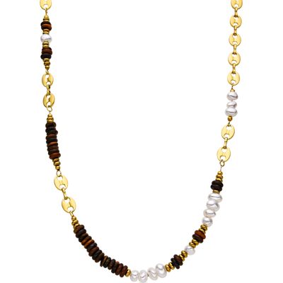 Luxenter Tigerauge Halskette mit 18k Gold Finish - Kimbalbo Braun Einheitsgröße Luxenter Tigerauge Halskette mit 18k Gold Finish - Kimbalbo Braun Einheitsgröße