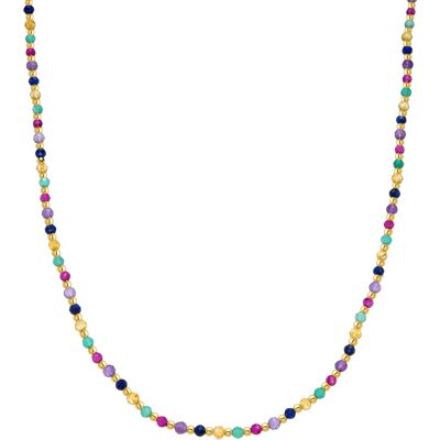 Luxenter Halskette aus 925er Sterlingsilber und mehrfarbigem Kristall mit 18k Gelbgold - Shedi Mehrfarben Einheitsgröße Luxenter Halskette aus 925er Sterlingsilber und mehrfarbigem Kristall mit 18k Gelbgold - Shedi Mehrfarben Einheitsgröße
