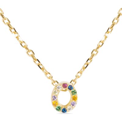 Luxenter Halskette aus 925er Sterlingsilber mit mehrfarbigen Zirkonias in 18K Gelbgold - Alphabet Mehrfarben Einheitsgröße Luxenter Halskette aus 925er Sterlingsilber mit mehrfarbigen Zirkonias in 18K Gelbgold - Alphabet Mehrfarben Einheitsgröße