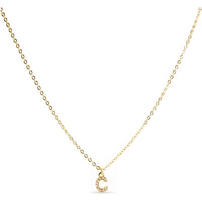 Luxenter Halskette mit glänzendem Zirkonia 18k Gold-Finish - Alphabet Silber Einheitsgröße Luxenter Halskette mit glänzendem Zirkonia 18k Gold-Finish - Alphabet Silber Einheitsgröße