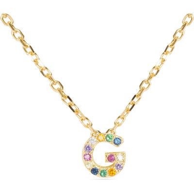 Luxenter Halskette aus 925er Sterlingsilber mit mehrfarbigen Zirkonias in 18K Gelbgold - Alphabet Mehrfarben Einheitsgröße Luxenter Halskette aus 925er Sterlingsilber mit mehrfarbigen Zirkonias in 18K Gelbgold - Alphabet Mehrfarben Einheitsgröße