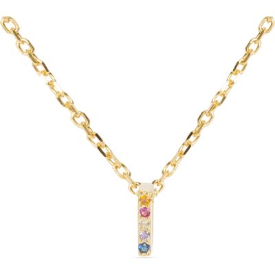Luxenter Halskette aus 925er Sterlingsilber mit mehrfarbigen Zirkonias in 18K Gelbgold - Alphabet Mehrfarben Einheitsgröße Luxenter Halskette aus 925er Sterlingsilber mit mehrfarbigen Zirkonias in 18K Gelbgold - Alphabet Mehrfarben Einheitsgröße
