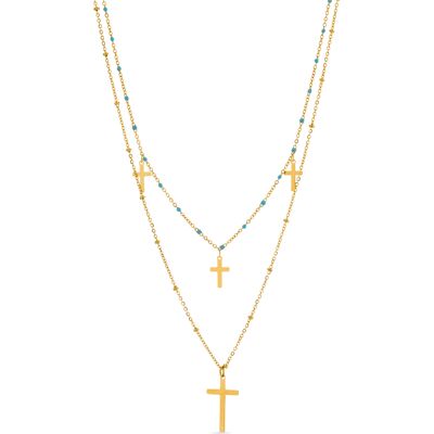 Luxenter blauer Kristall Halskette aus 18k Gelbgold - Lidriel Blau Einheitsgröße Luxenter blauer Kristall Halskette aus 18k Gelbgold - Lidriel Blau Einheitsgröße