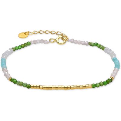 Luxenter Armband aus 925er Sterlingsilber und grünem Kristall in 18k Gelbgold - Vados Grün Einheitsgröße Luxenter Armband aus 925er Sterlingsilber und grünem Kristall in 18k Gelbgold - Vados Grün Einheitsgröße