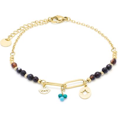 Luxenter Onyx Hydrothermalquarz Armband aus 18K Gelbgold- Gerippt Schwarz Einheitsgröße Luxenter Onyx Hydrothermalquarz Armband aus 18K Gelbgold- Gerippt Schwarz Einheitsgröße