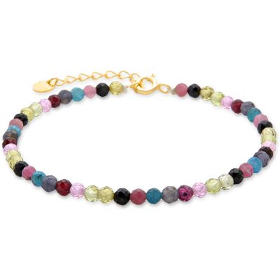 Luxenter Sterling Silber 925 Armband mit Multicolour Turmalin in 18K Gelbgold - Salblai Mehrfarben Einheitsgröße Luxenter Sterling Silber 925 Armband mit Multicolour Turmalin in 18K Gelbgold - Salblai Mehrfarben Einheitsgröße