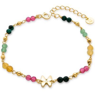 Luxenter 925 Sterling Silber Armband mit grünem Kristall in 18K Gelbgold - Schmetterling Grün Einheitsgröße Luxenter 925 Sterling Silber Armband mit grünem Kristall in 18K Gelbgold - Schmetterling Grün Einheitsgröße