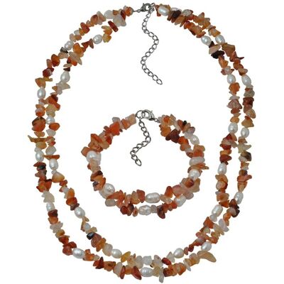 Steuer Modeschmuck Schmuckset Set aus Collier und Armband 2 -reihig Achatsplitter Braun Einheitsgröße Steuer Modeschmuck Schmuckset Set aus Collier und Armband 2 -reihig Achatsplitter Braun Einheitsgröße