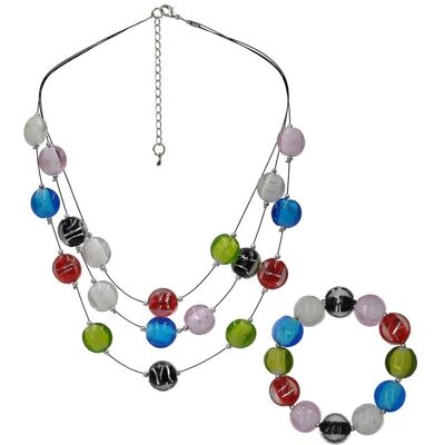 Steuer Modeschmuck Schmuckset Set aus Collier und Armband mit bunten Glassteinen Mehrfarben Einheitsgröße Steuer Modeschmuck Schmuckset Set aus Collier und Armband mit bunten Glassteinen Mehrfarben Einheitsgröße