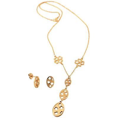 Steuer Modeschmuck Ohrringe, Anhänger mit Kette Metall Glänzend gelb vergoldet Gold Einheitsgröße Steuer Modeschmuck Ohrringe, Anhänger mit Kette Metall Glänzend gelb vergoldet Gold Einheitsgröße