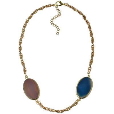 Steuer Modeschmuck Collier goldfarben mit 2 Achatscheiben braun und blau Mehrfarben Einheitsgröße Steuer Modeschmuck Collier goldfarben mit 2 Achatscheiben braun und blau Mehrfarben Einheitsgröße