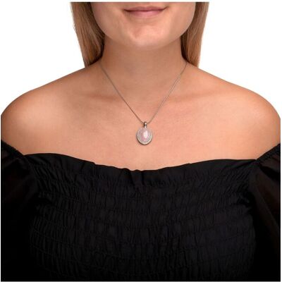 Zeeme Gemstones Halskette Silber 925 rhodiniert 42+5cm Rosenquarz Zirkonia Silber Einheitsgröße Zeeme Gemstones Halskette Silber 925 rhodiniert 42+5cm Rosenquarz Zirkonia Silber Einheitsgröße