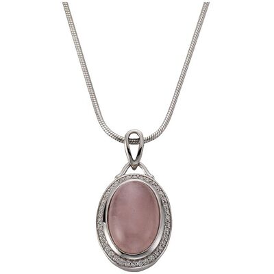 Zeeme Gemstones Halskette Silber 925 rhodiniert 42+5cm mit echtem Rosenquarz und Zirkonia-Steinen Silber Einheitsgröße Zeeme Gemstones Halskette Silber 925 rhodiniert 42+5cm mit echtem Rosenquarz und Zirkonia-Steinen Silber Einheitsgröße