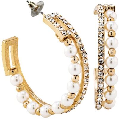 Steuer Modeschmuck Creolen Kunststoff goldfarben Glänzend Perle Strass Gold Einheitsgröße Steuer Modeschmuck Creolen Kunststoff goldfarben Glänzend Perle Strass Gold Einheitsgröße