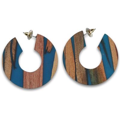 Steuer Modeschmuck Creolen Holz Acryl Petrol Mehrfarben Einheitsgröße Steuer Modeschmuck Creolen Holz Acryl Petrol Mehrfarben Einheitsgröße