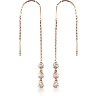 Dkeniz Ohrringe 925/- Sterling Silber rosevergoldet Glänzend 8cm Zirkonia Weiß Roségold Einheitsgröße Dkeniz Ohrringe 925/- Sterling Silber rosevergoldet Glänzend 8cm Zirkonia Weiß Roségold Einheitsgröße