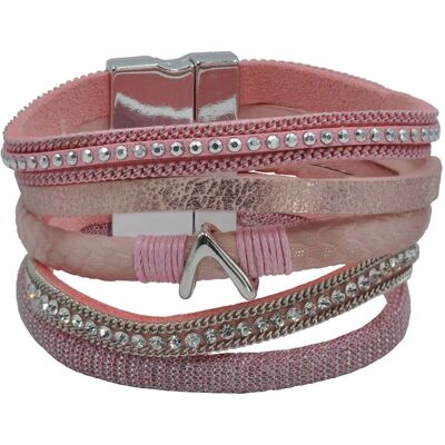 Steuer Modeschmuck Armband Velour rosé 5-reihig Rosa Einheitsgröße Steuer Modeschmuck Armband Velour rosé 5-reihig Rosa Einheitsgröße