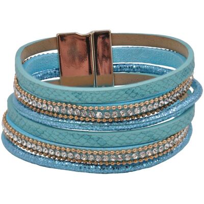 Steuer Modeschmuck Armband Velour hellblau 6-reihig Türkis Einheitsgröße Steuer Modeschmuck Armband Velour hellblau 6-reihig Türkis Einheitsgröße
