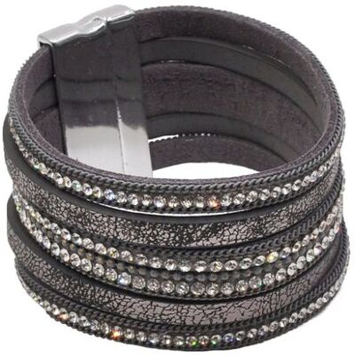 Steuer Modeschmuck Armband Metall Lederband dunkelgrau Grau Einheitsgröße Steuer Modeschmuck Armband Metall Lederband dunkelgrau Grau Einheitsgröße