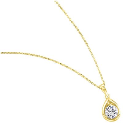 Zeeme Basic Halskette Silber 925 vergoldet 45cm lang Tropfen-Anhänger mit weißem Zirkonia Gold Einheitsgröße Zeeme Basic Halskette Silber 925 vergoldet 45cm lang Tropfen-Anhänger mit weißem Zirkonia Gold Einheitsgröße