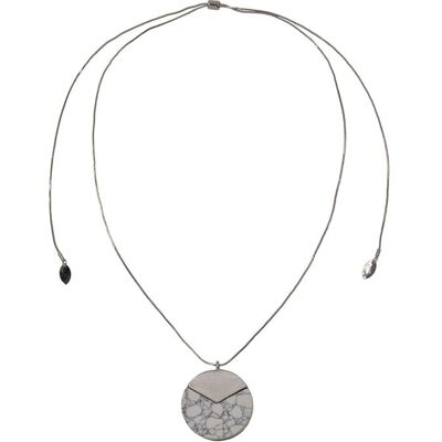 Steuer Modeschmuck Anhänger mit Kette Metall matt 96cm Keramik weiß mit Struktur Silber Einheitsgröße Steuer Modeschmuck Anhänger mit Kette Metall matt 96cm Keramik weiß mit Struktur Silber Einheitsgröße